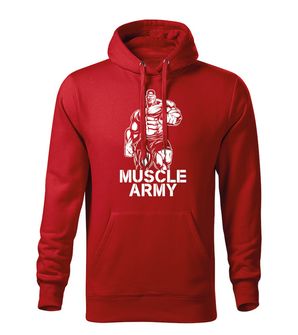 DRAGOWA męska bluza z kapturem muscle army man, czerwona, 320g/m2