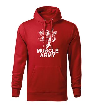 DRAGOWA męska bluza z kapturem muscle army team, czerwona, 320g/m2