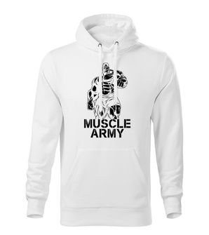 DRAGOWA męska bluza z kapturem muscle army man, biały, 320g/m2