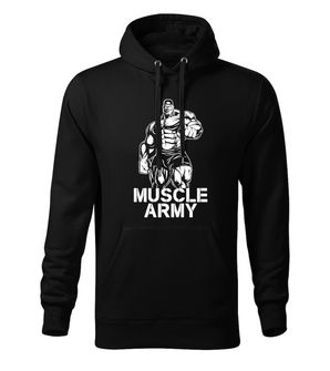 DRAGOWA męska bluza z kapturem muscle army man, czarny 320g/m2
