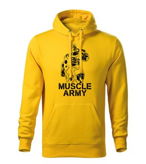 DRAGOWA męska bluza z kapturem muscle army man, źółty 320g/m2