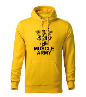 DRAGOWA męska bluza z kapturem muscle army team, źółty 320g/m2