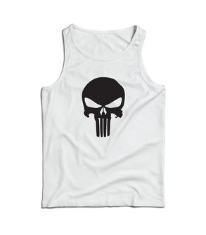 DRAGOWA męska koszulka Punisher, biała 160g/m2