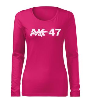 DRAGOWA koszulka damska z długim rękawem AK47, różowa 160g/m2