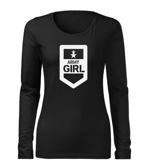 DRAGOWA koszulka damska z długim rękawem army girl, czarna 160g/m2