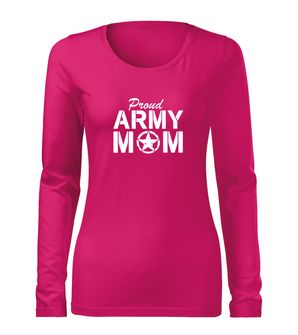 DRAGOWA Slim koszulka damska z długim rękawem army mom, różowy 160g/m2