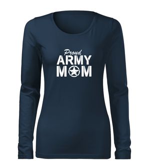 DRAGOWA koszulka damska z długim rękawem army mom, ciemno niebieska 160g/m2