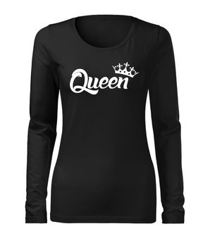 DRAGOWA koszulka damska z długim rękawem queen, czarna 160g/m2