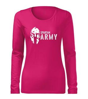 DRAGOWA koszulka damska z długim rękawem spartan army, różowa 160g/m2