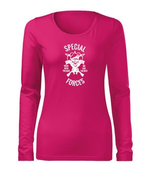 DRAGOWA koszulka damska z długim rękawem special forces, różowa 160g/m2