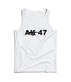 DRAGOWA męska koszulka AK-47, bialy 160g/m2