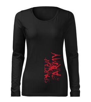 DRAGOWA Slim damska koszulka z długim rękawem RedWar, czarny 160g/m2